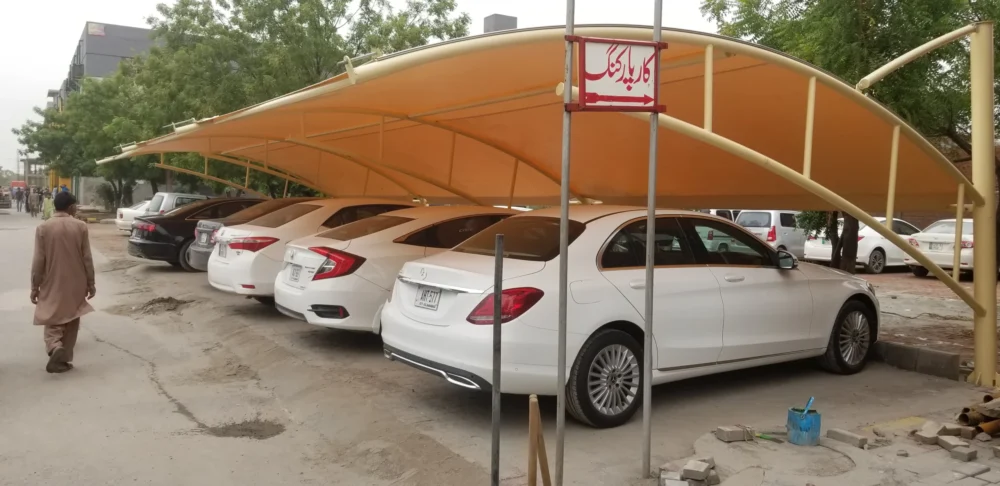 Car Parking Shades with durable tensile fabric, designed for homes and commercial spaces in Pakistan, offering reliable and stylish shading solutions.