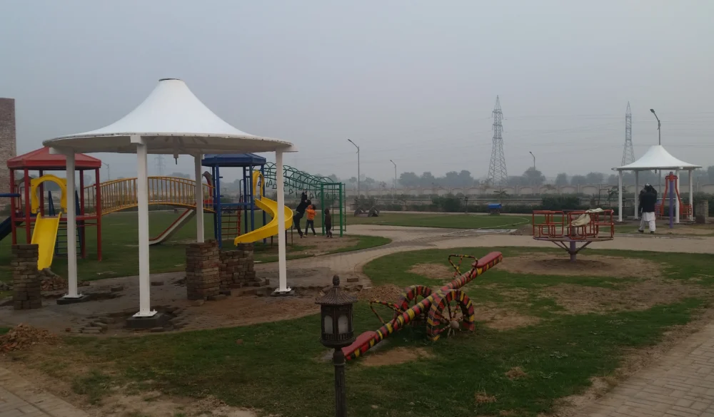 Premium Playground Canopy Shade Designs in Pakistan – Arabic Style Canonical Canopy with Tensile Fabric Top Membrane for Sun and Rain Protection