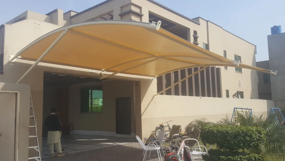 Wall-Mounted Shade Design for Car Parking - Durable Tensile Fabric Structure for Modern Outdoor Solutions