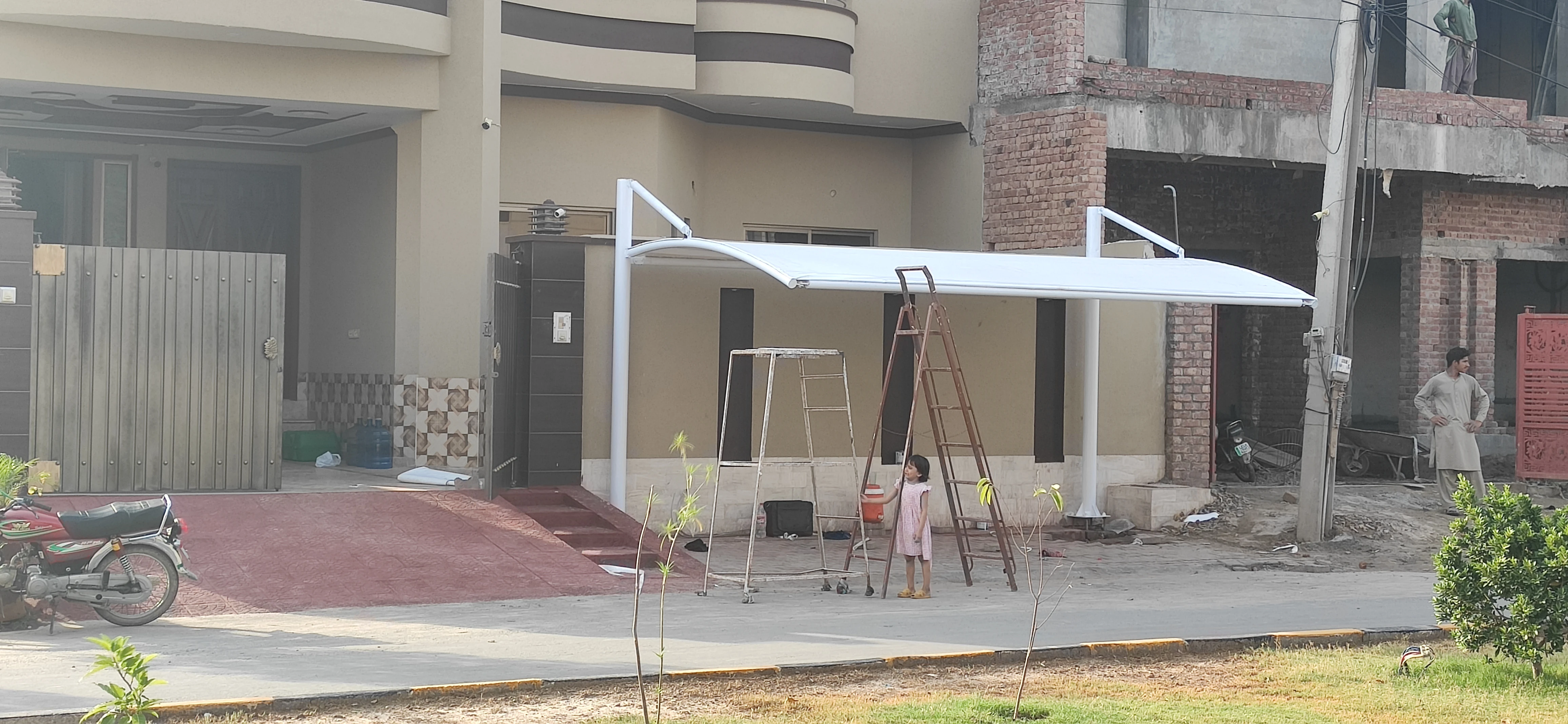 Home Car Parking Shades Price In Pakistan (2) Simple Tensile Fabric Design for Home Car Parking Shades – Affordable Price in Pakistan